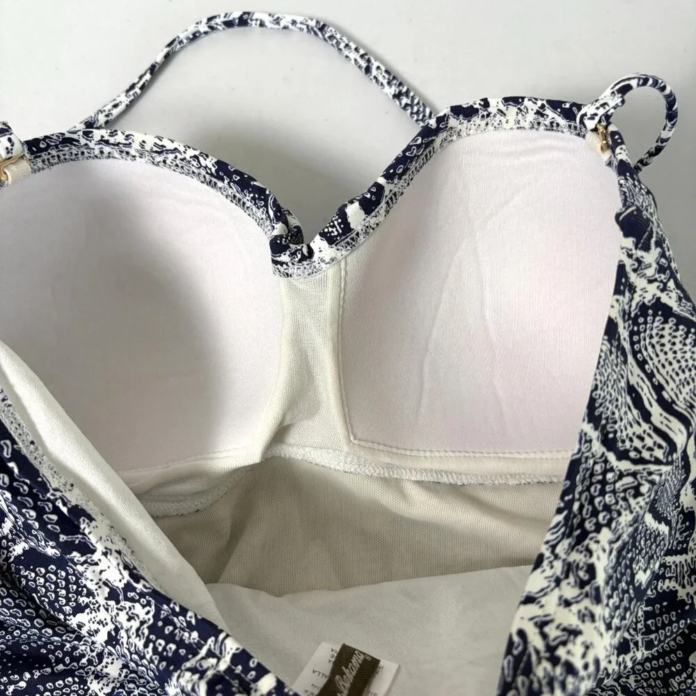 Tommy Bahama Snake Skin Print Swim Halter Top Size S‎ Blue White Built In Bra